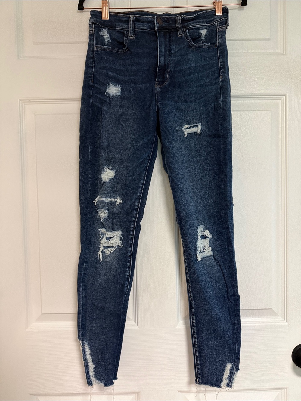 American Eagle Outfitters Dark Blue Distressed Jeggings